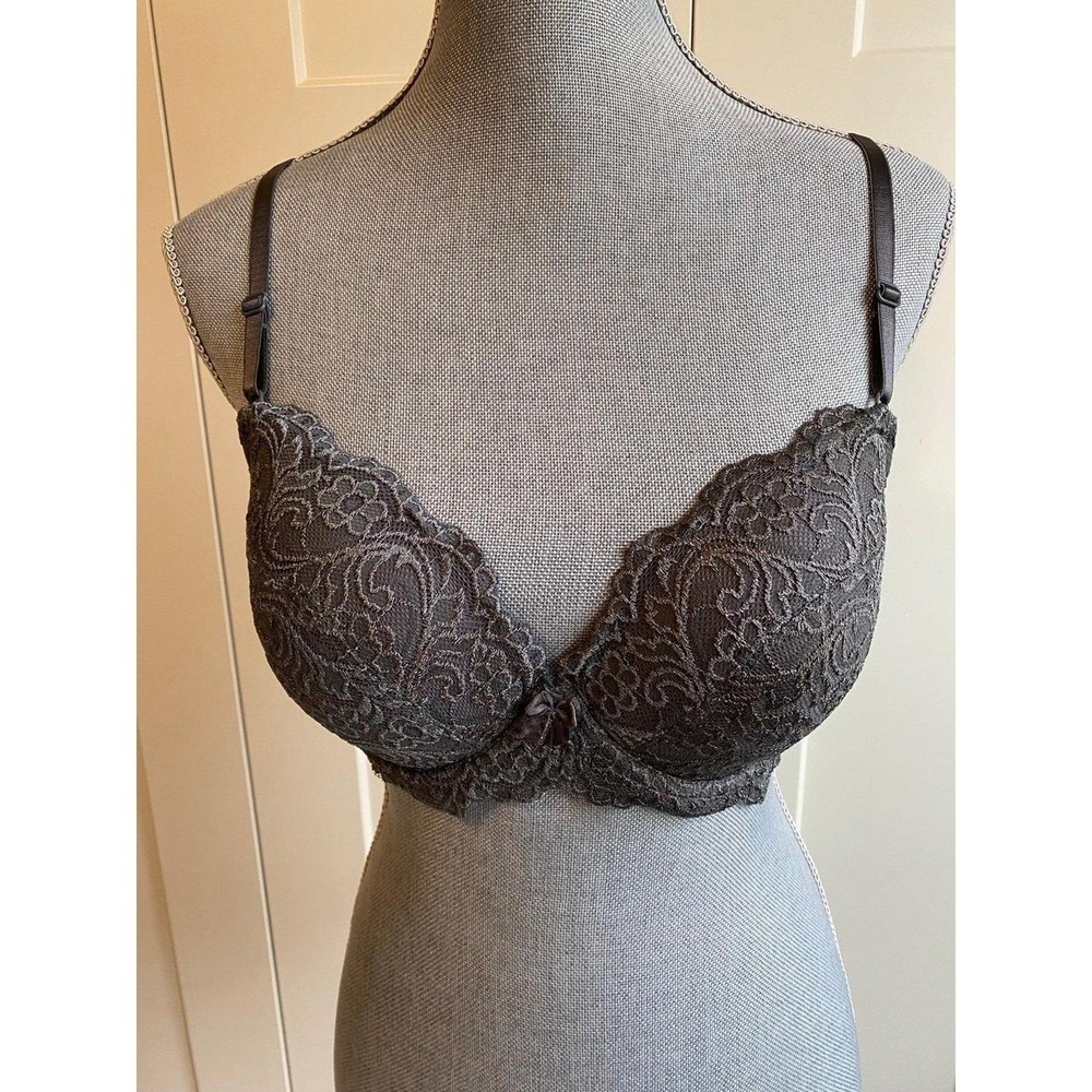 Smart & Sexy Bra Padded 36C Lacy Comfort Adjustable Straps Grey Style 85046 sku2